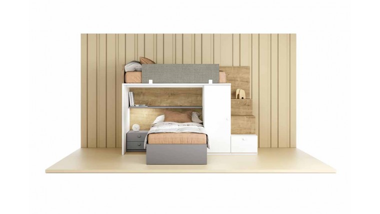 Dormitorio cama block espacios pequeños  306