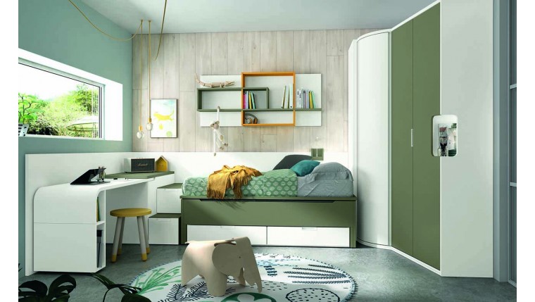 Dormitorio juvenil con colores frescos 436