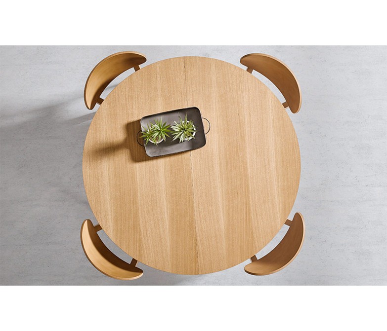 Mesa extensible de comedor redonda con tapa de madera DS690RMEXT