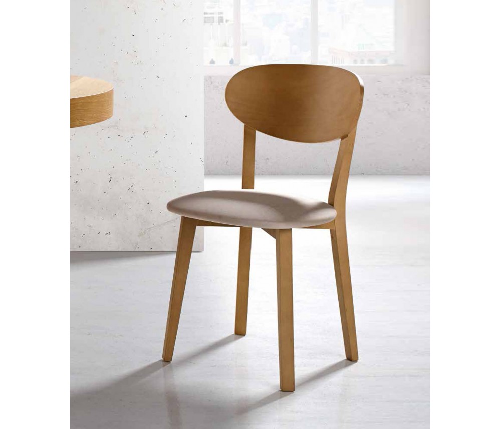 Silla De Madera De Haya Con Asiento Tapizado DS690GR