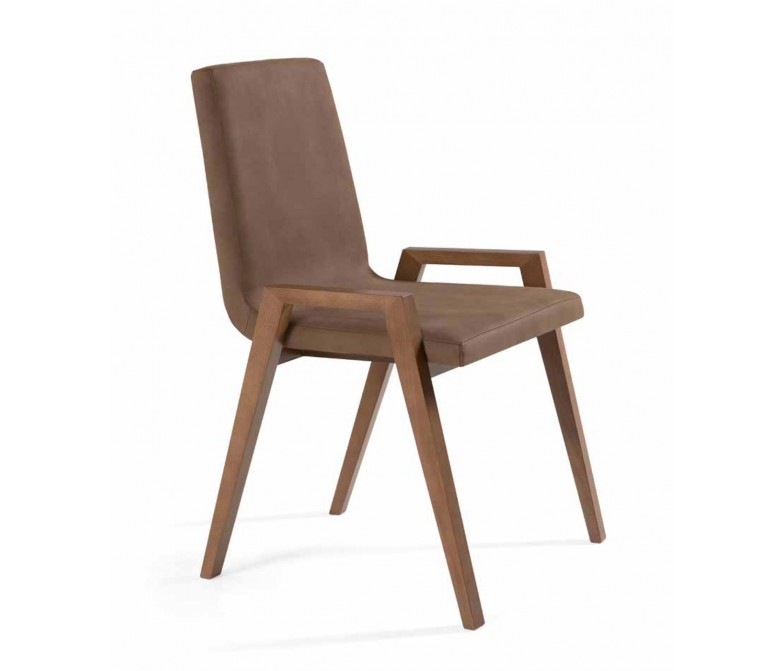 Silla de madera de haya con asiento y respaldo tapizado DS690RND