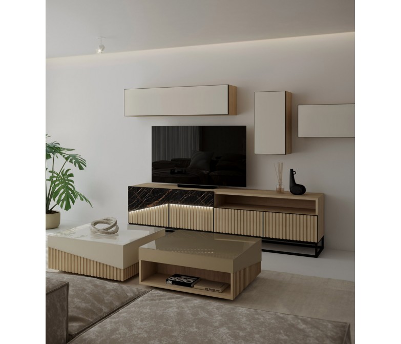 Mueble de TV con dos puertas y dos cajones de diseño exclusivo DS917OBL503MWL