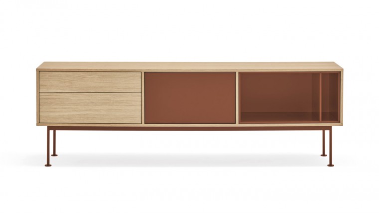 Mueble de TV de estilo nórdico con una puerta y dos cajones DS104YK