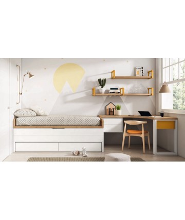 Dormitorio juvenil de diseño moderno con escritorio DS459CP20