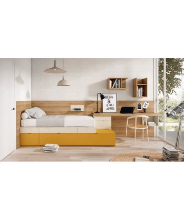 Dormitorio juvenil con escritorio de diseño moderno DS459CP36