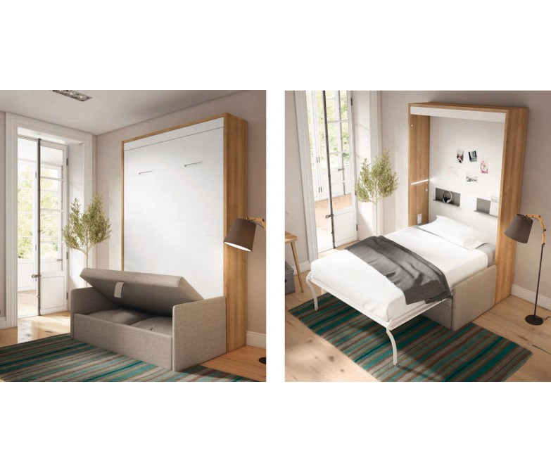 Dormitorio multifuncional con cama abatible y escritorio DS459CP66