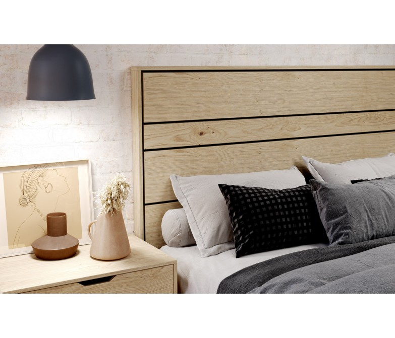 Dormitorio en madera natural combinado con lacados en antracita DS277DRMTR01