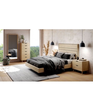 Dormitorio en madera natural combinado con lacados en antracita DS277DRMTR01