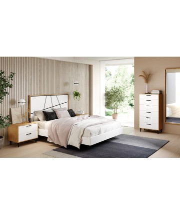 Dormitorio moderno en madera natural combinado con lacados DS277DRMTR02