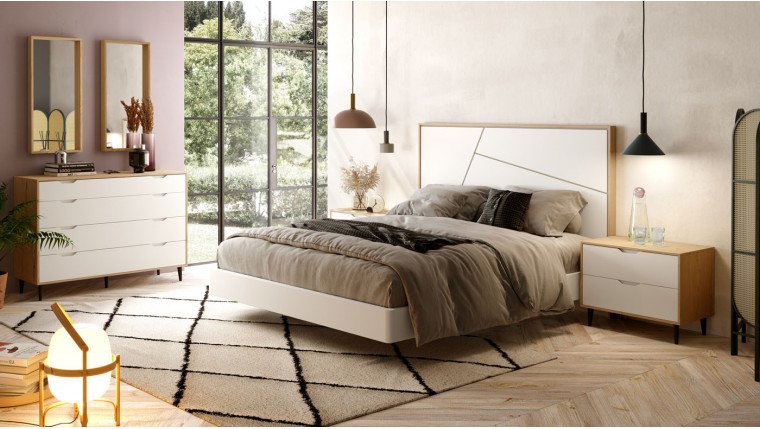 Dormitorio en madera natural combinado con lacados DS277DRMTR03
