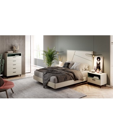 Dormitorio moderno lacado en perla y verde persa DS277DRMTR09