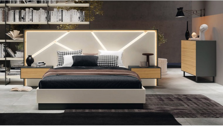 Dormitorio con luz led perimetral incorporada en el cabecero DS172IN13