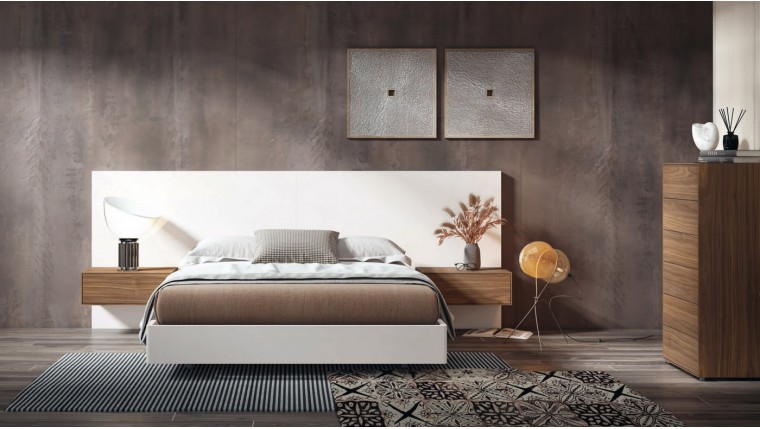 Dormitorio minimalista en nogal y blanco DS172IN40