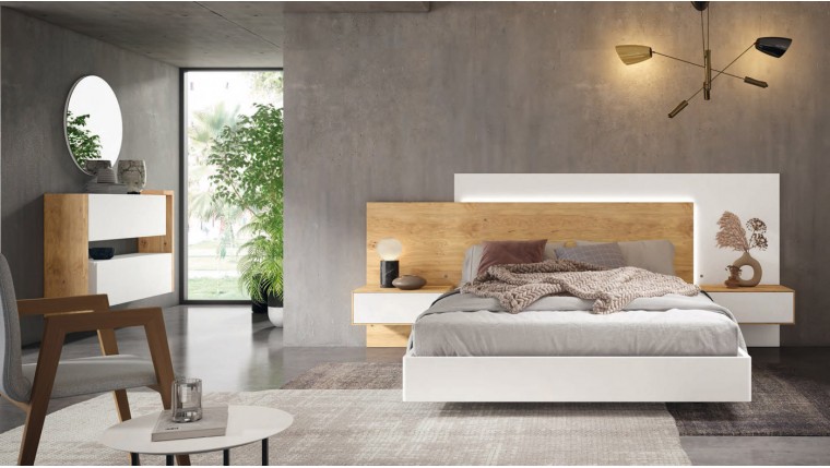Dormitorio de diseño moderno en roble y blanco DS172IN44