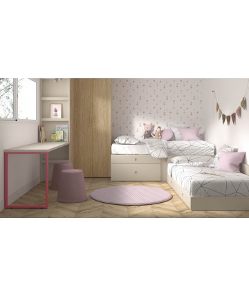 Dormitorio modular juvenil con dos camas en rincón DS449CMP29