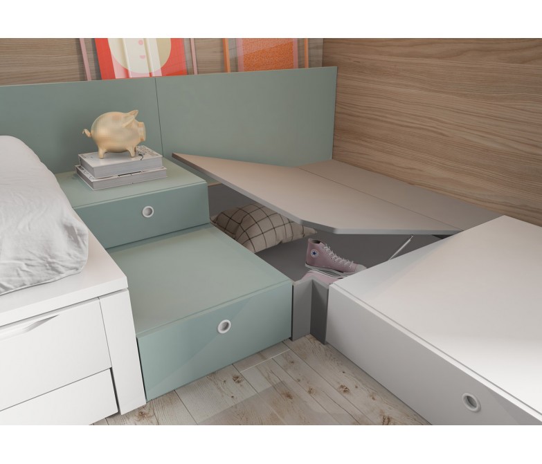 Dormitorio juvenil modular con dos camas DS335CMP13