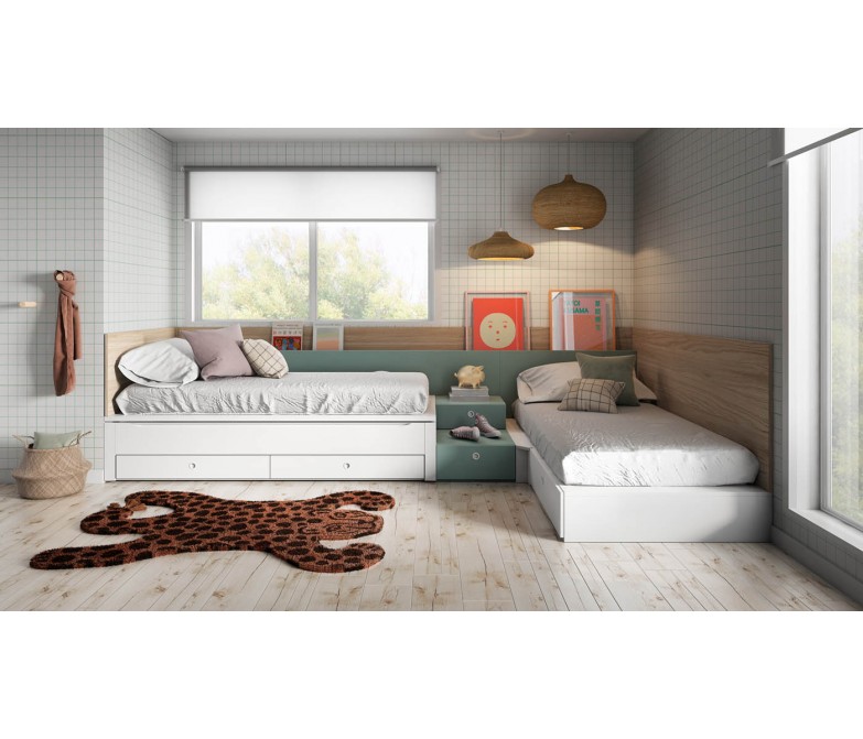 Dormitorio juvenil modular con dos camas DS335CMP13