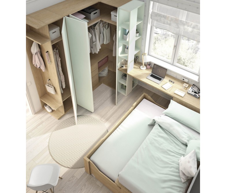 Dormitorio con cama nido compacta DS449CMP19