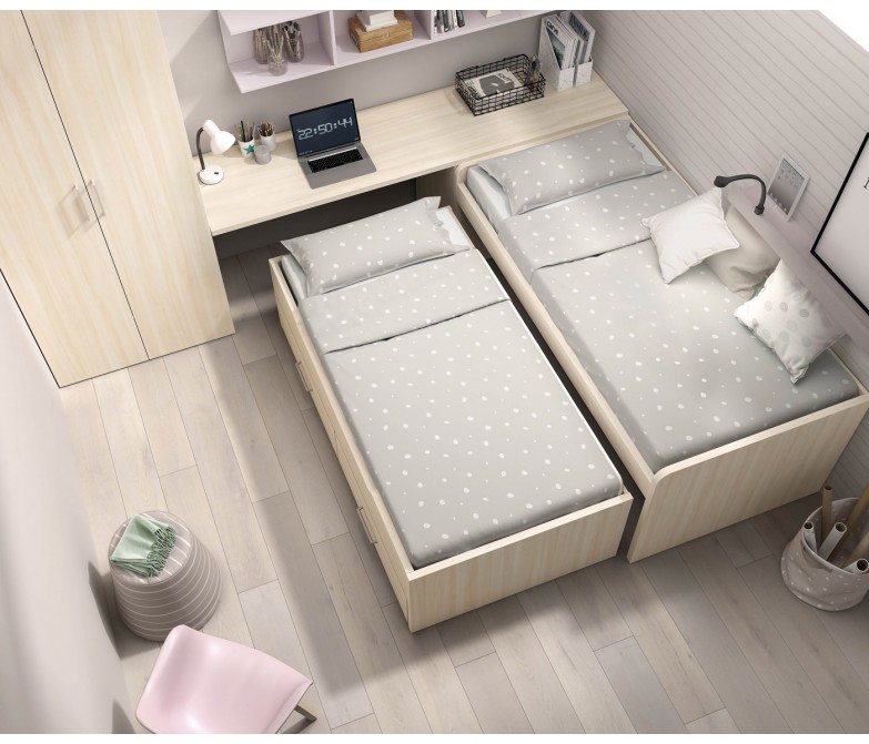 Dormitorio juvenil con cama nido compacta DS449CMP22
