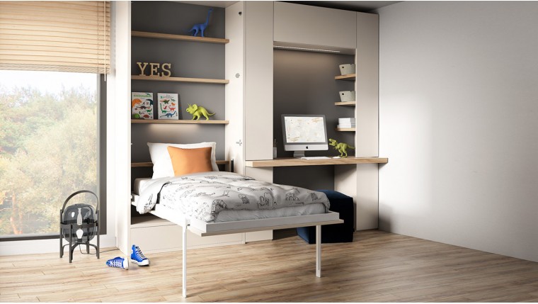 Dormitorio juvenil con cama abatible y escritorio DS335CMP30