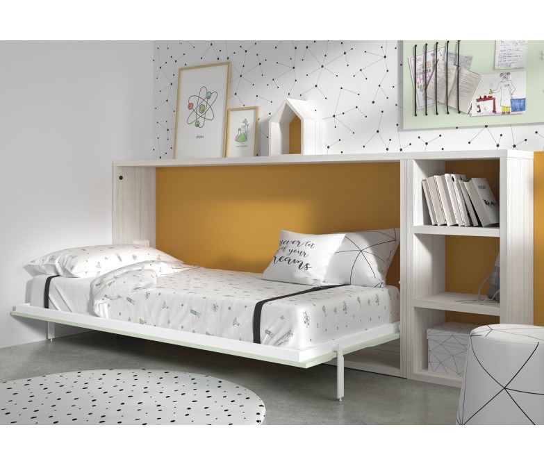 Dormitorio infantil con cama abatible y pizarra DS449CMP72