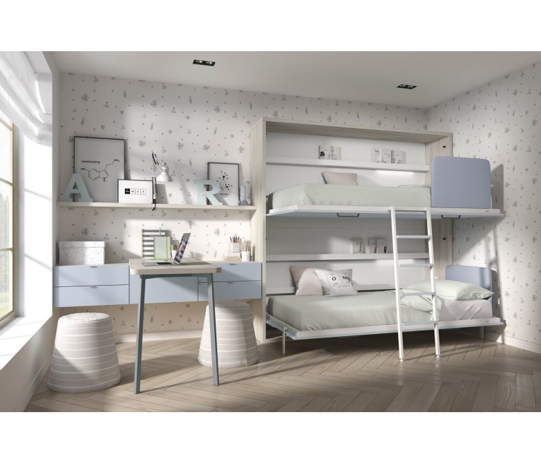 Dormitorio juvenil con litera abatible y escritorio DS449CMP69