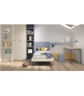 Dormitorio juvenil con cama, armario y zona de estudio DS449CMP44