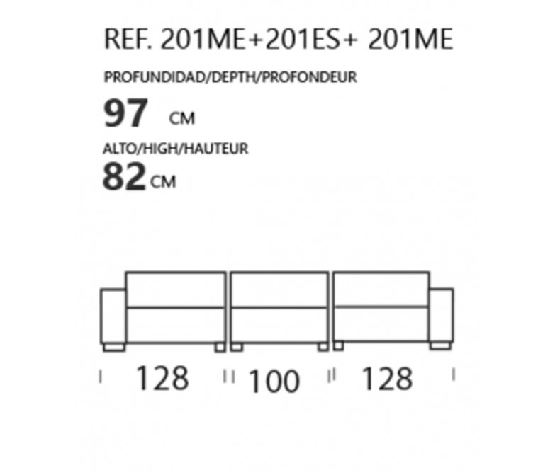 Sofá tapizado modelar de líneas rectas DS716BCL
