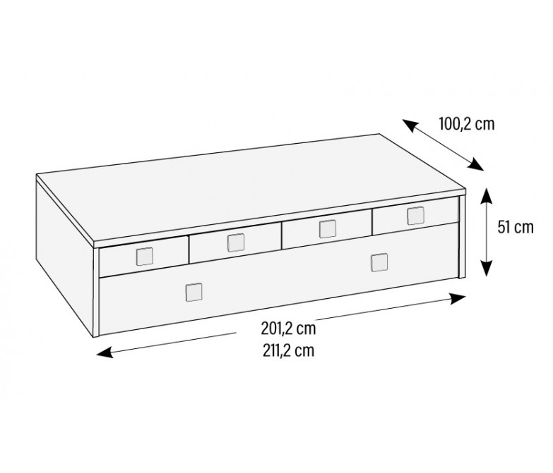 Cama compacta con cama desplazable y cuatro cajones DS430BS4