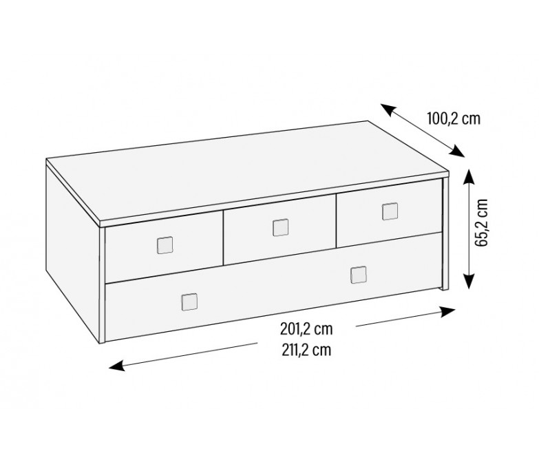 Cama compacta con cama desplazable y cuatro contenedores DS430BS4