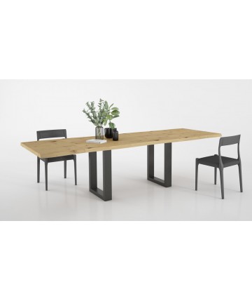 Mesa de comedor en madera de roble con estructura metálica DS951NTRFX