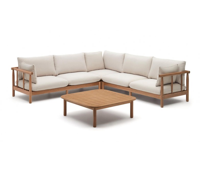Set de sofá rinconero y mesa de centro de madera maciza de acacia DS340SCV