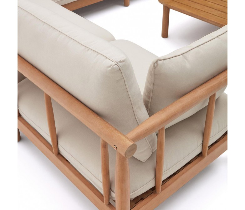 Set de sofá rinconero y mesa de centro de madera maciza de acacia DS340SCV