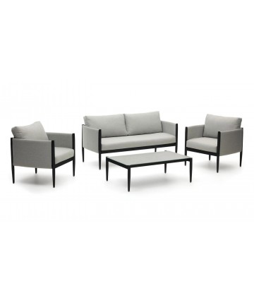 Conjunto de dos sillones, un sofá y mesa de centro de metal DS340SCV2