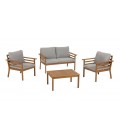 Set de dos sillones, sofá y mesa centro de madera maciza DS340VLM