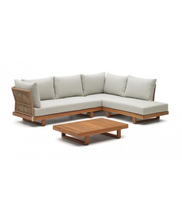 Conjunto de sofá rinconero y mesa de centro de madera maciza de acacia DS340RC