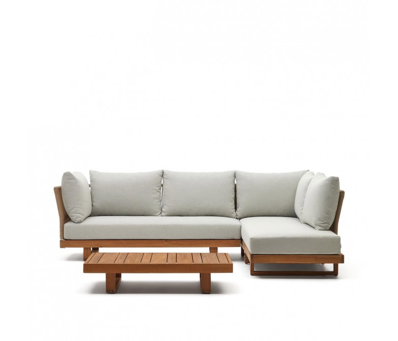 Conjunto de sofá rinconero y mesa de centro de madera maciza de acacia DS340RC