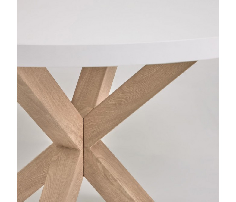 Mesa de comedor redonda con patas de acero efecto madera DS340RY