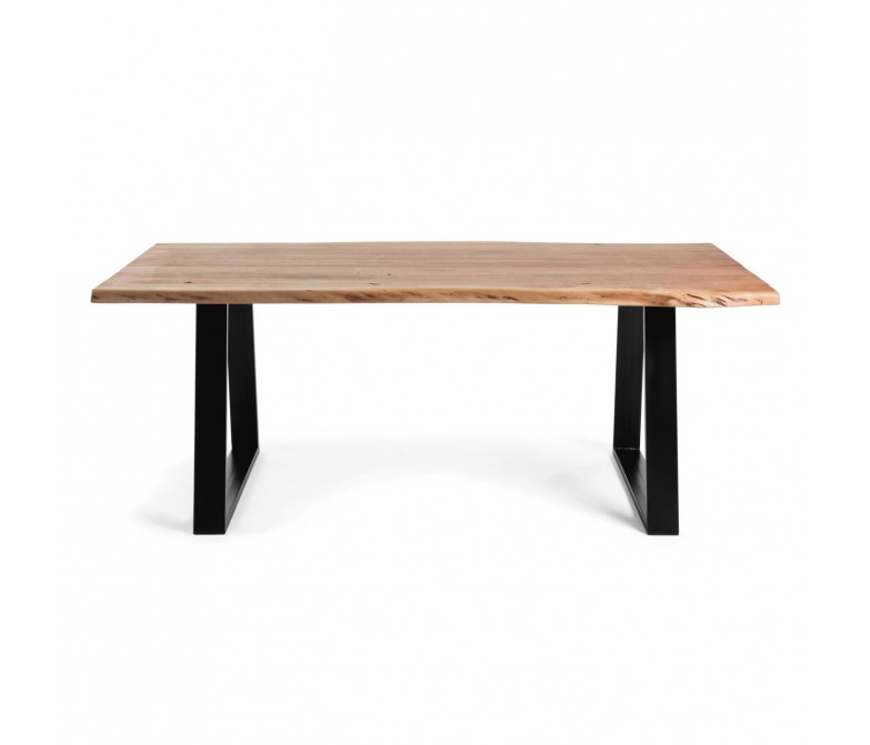 Mesa de comedor de madera maciza de acacia y patas de acero negro DS340L
