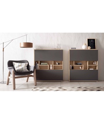 Mueble bar de diseño actual con dos puertas y estantes centrales DS433H320