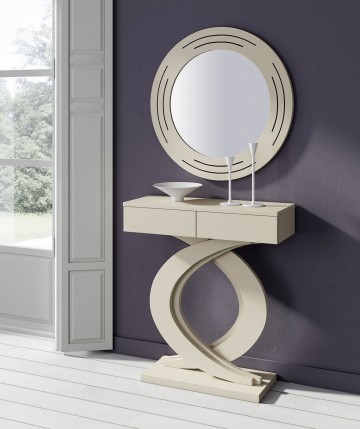 Mueble recibidor con espejo de líneas curvas y elegantes DS263-669