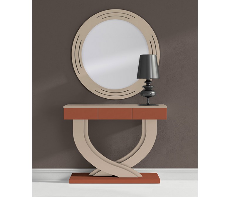 Recibidor de diseño exclusivo con espejo circular DS263-672