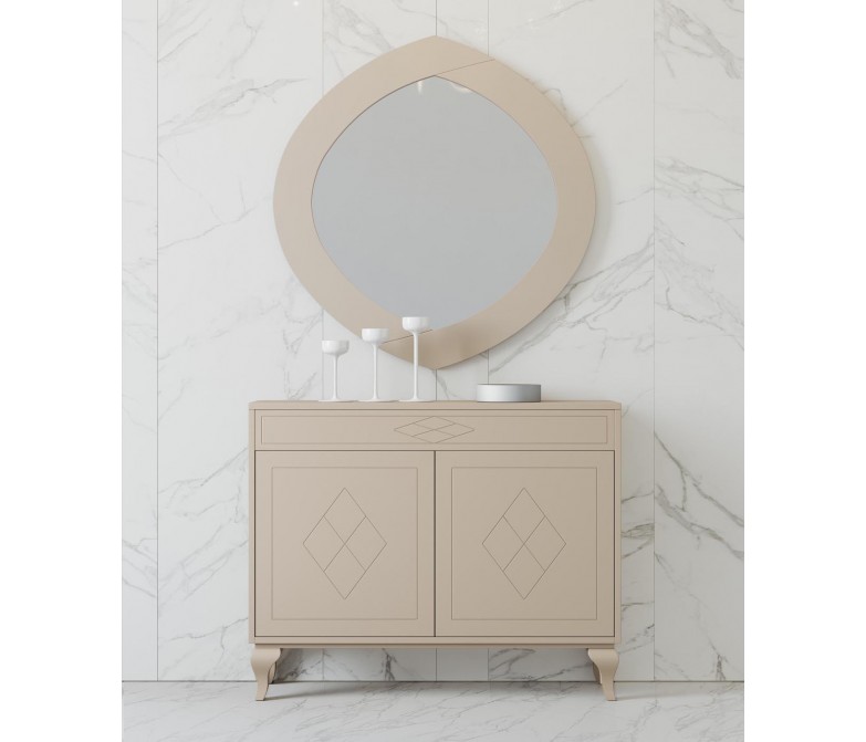 Mueble de entrada elegante con espejo de líneas curvas DS263-3001