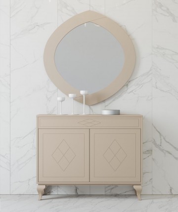 Mueble de entrada elegante con espejo de líneas curvas DS263-3001