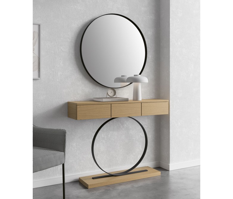 Recibidor de diseño contemporáneo con espejo circular DS263-4005