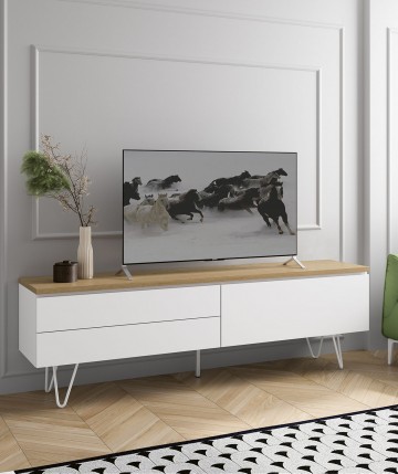 Mueble TV de estilo nórdico con una puerta y dos cajones DS263-4014