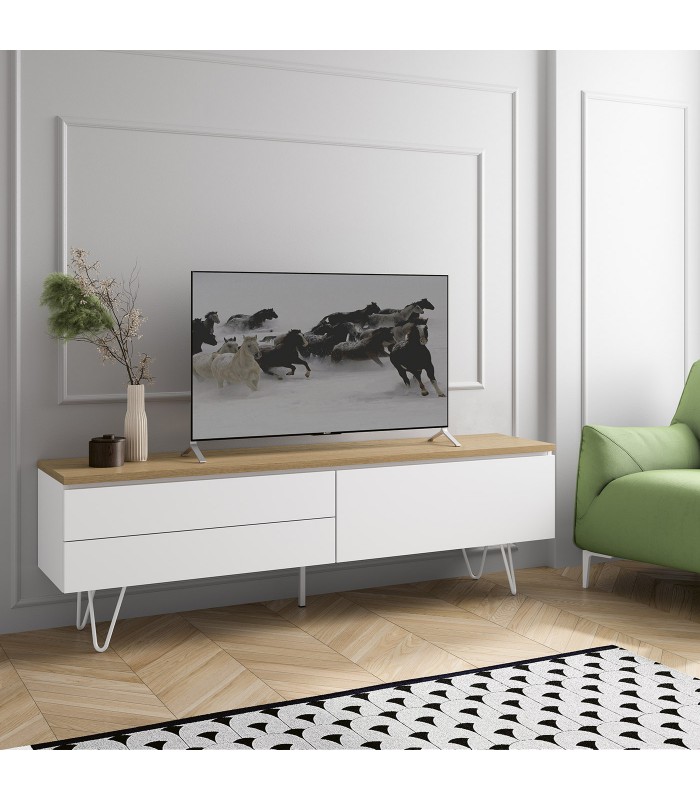 Mueble TV de estilo nórdico con una puerta y dos cajones DS263-4014 - Dstilo