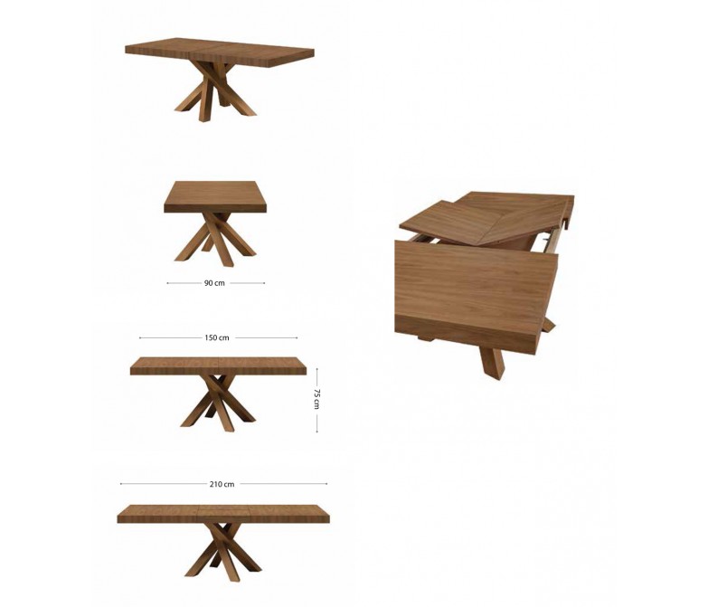 Mesa de comedor extensible con patas de madera DS51-TCHS