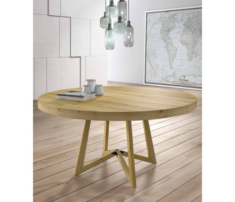 Mesa de comedor redonda extensible con patas de madera DS51-GLDN