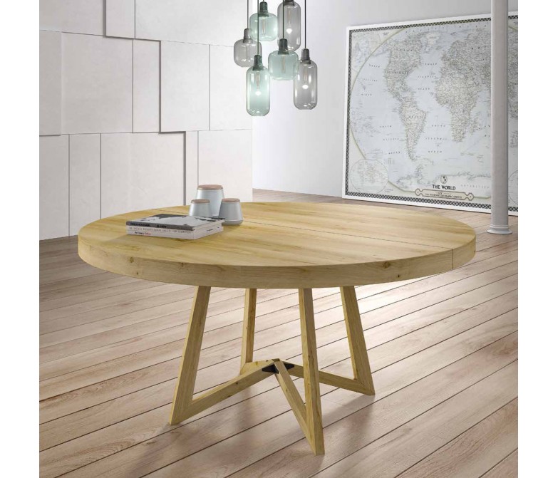 Mesa de comedor redonda extensible con patas de madera DS51-GLDN